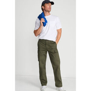 Lands End Traditional Fit Flannel Lined Men's 31x33‎ Cargo Pants Olive Green